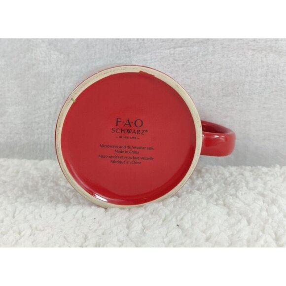 Red Gingerbread Man Mug by FAO Schwarz Shinny Candy Cane Holiday Season Xmas - Picture 5 of 9
